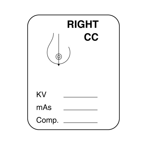Nevs Mammography Labels - Right CC 1-1/4" x 1" XM-10 - main